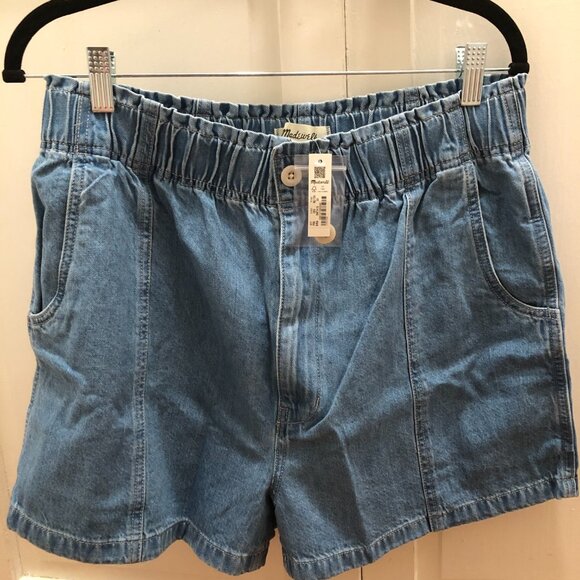 Madewell Denim Pull-On Paperbag Shorts in Bunten Wash (NWT) - Picture 6 of 7